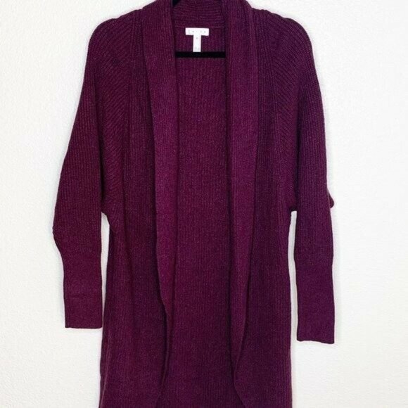 Leith Burgundy Dolman Sleeve Easy Circle Cardigan - Picture 2 of 6